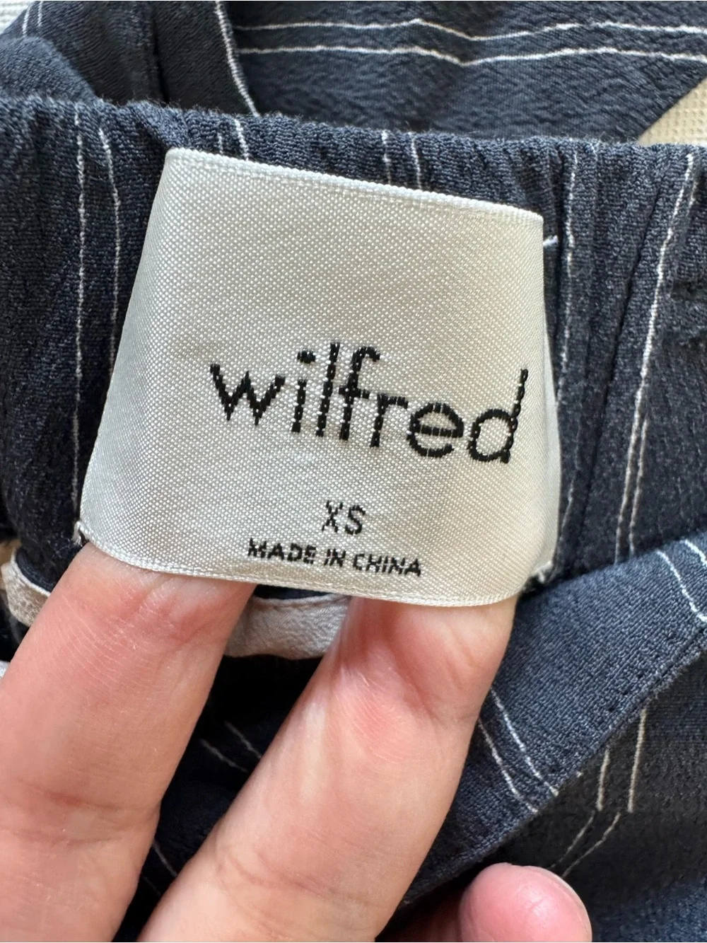 Wilfred Aritzia Faun Pants Navy Pinstripe Wide-Leg Pants XS